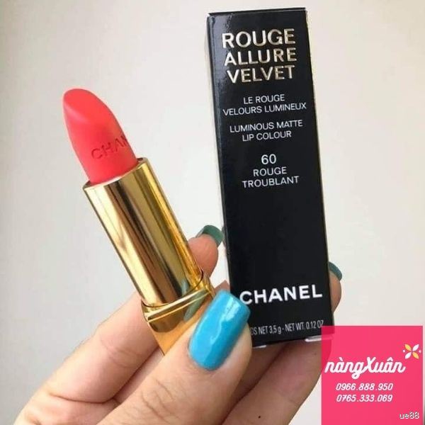 Son Chanel 60 Rouge Troublant màu cam san hô chính hãng giá bao nhiêu