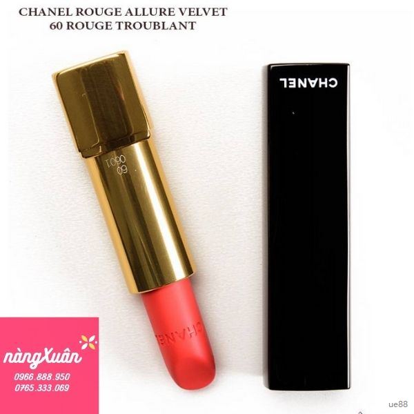 Son Chanel 60 Rouge Troublant Rouge A;;ure Velvet màu cam san hô