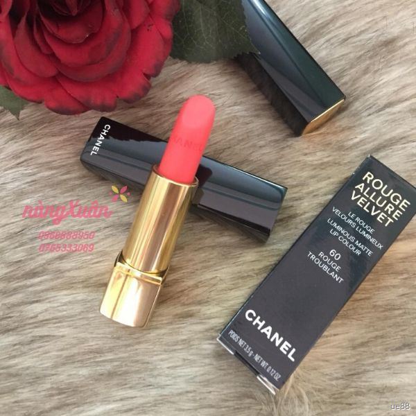 Review son Chanel 60 Rouge Troublant màu cam san hô