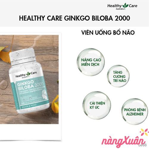 Viên uống bổ não HEALTHY CARE Ginkgo Biloba 2000mg 100 viên