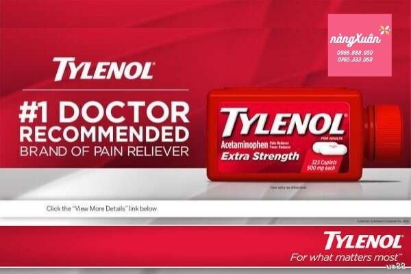 Thuốc uống giảm đau hạ sốt Tylenol Acetaminophen 500mg 325 viên.