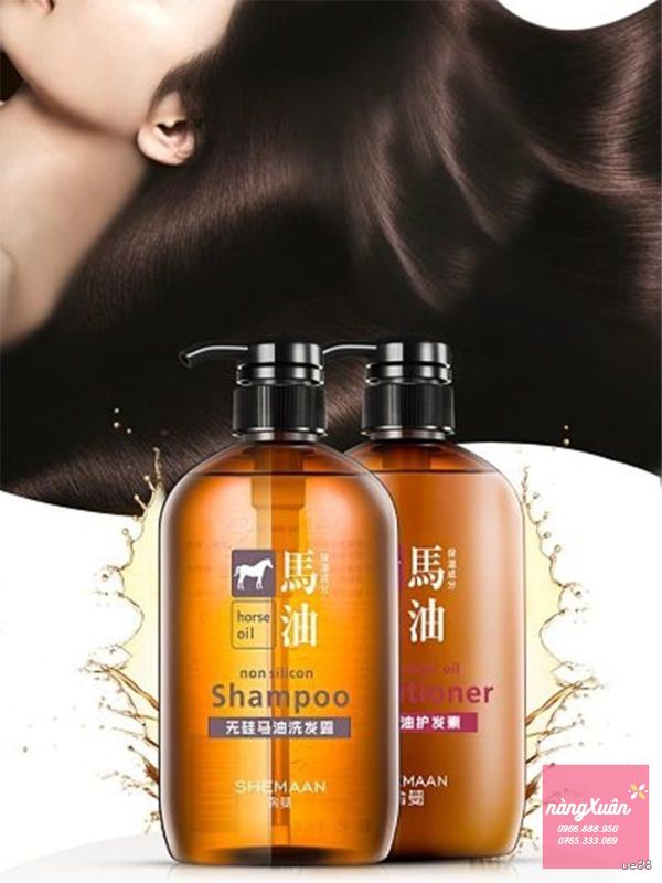 Bộ Dầu Gội Dầu Xả Mỡ Ngựa Kumano Horse Oil Natural Hairl Chính Hãng