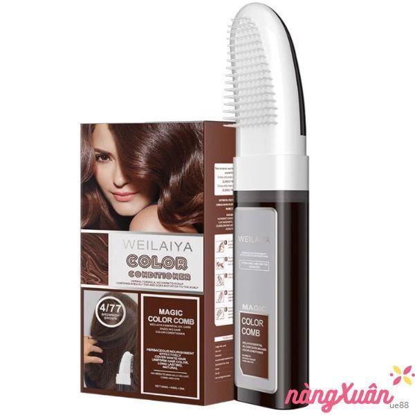 Dầu gội phủ bạc WEILAIYA Color Conditioner Smart Color Comb 4/77 Brownish Brown (Nâu Đen) 50ml