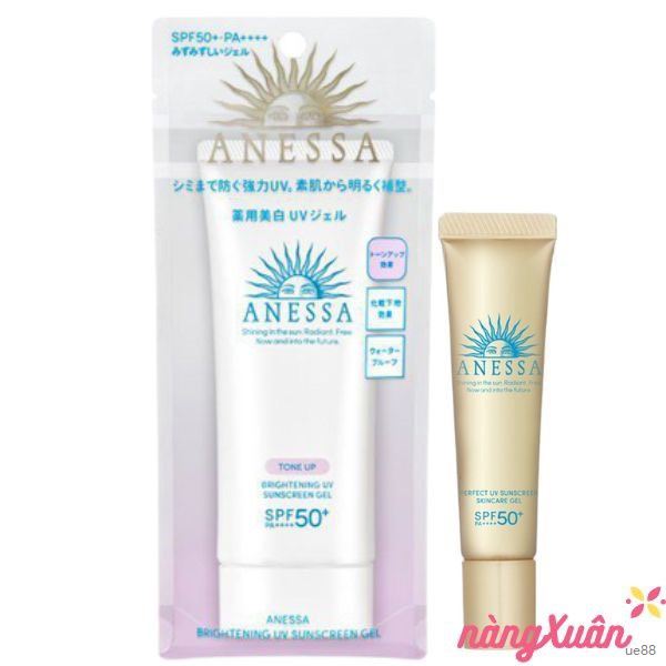 Set Gel Chống Nắng ANESSA Brightening Sunscreen UV Gel SPF50+PA++++ 90g + Perfect UV Gel 15g Nhật Bản