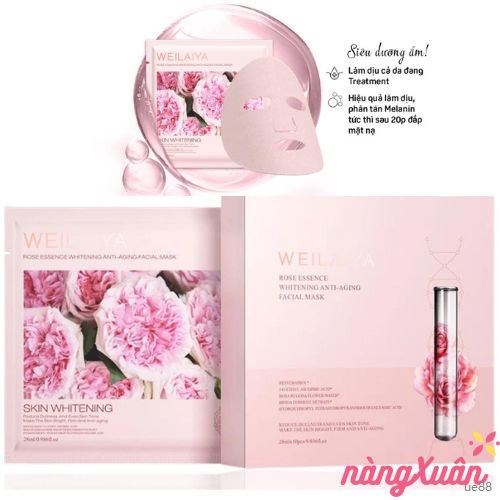 Mặt Nạ Tinh Chất Hoa Hồng WEILAIYA Rose Essence Whitening Anti-Aging Facial Mask 10 miếng