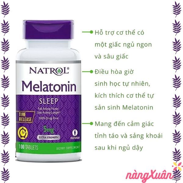 Viên Uống Ngủ Ngon NATROL Melatonin Sleep 5mg 100 viên