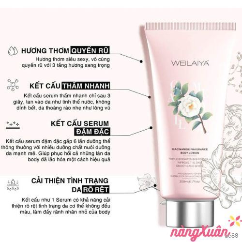 Sữa Dưỡng Thể Trắng Da Hoa Trà WEILAIYA Niacinamide Body Lotion